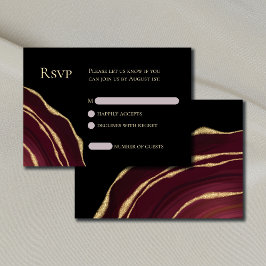 Tarjeta RSVP de agate rojo oscuro