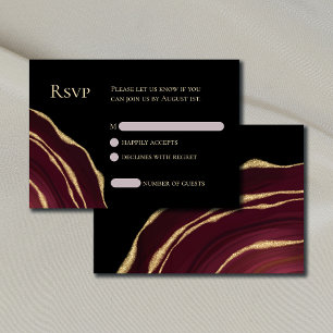 Tarjeta RSVP de agate rojo oscuro