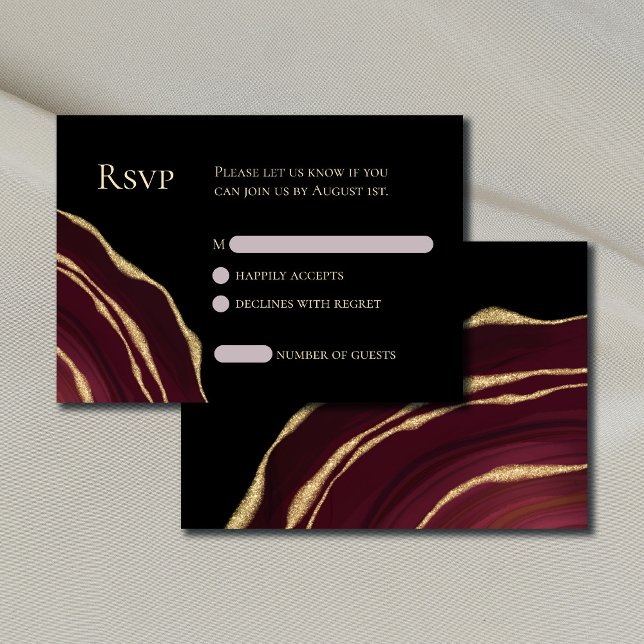 Tarjeta RSVP de agate rojo oscuro (Subido por el creador)