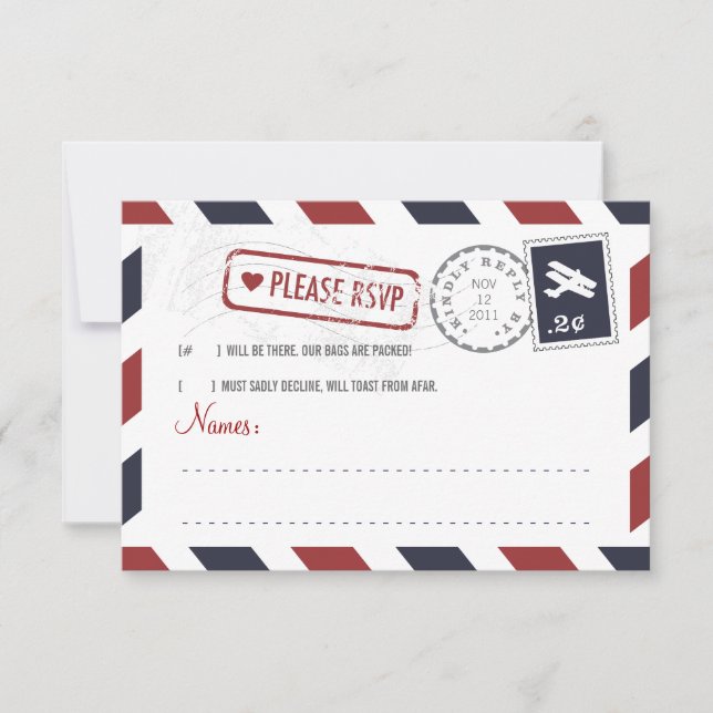 Tarjeta RSVP de Airmail (Anverso)