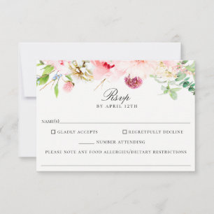 Tarjeta RSVP de alergia alimentaria de Boda floral