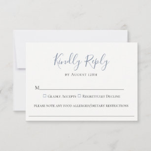 Tarjeta RSVP de Alergia Alimentaria del Boda Azul 