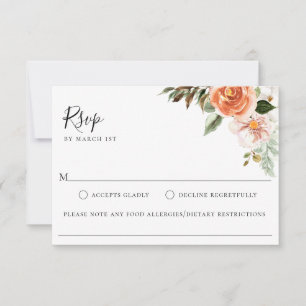 Tarjeta RSVP de Alergia Alimentaria del Boda Botán
