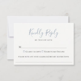 Tarjeta RSVP de alergía alimenticia de Boda azul t