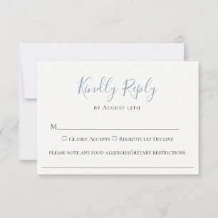 Tarjeta RSVP de alergía alimenticia de Boda azul t