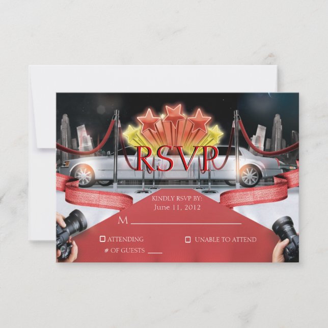 Tarjeta RSVP de Alfombra Roja (Anverso)