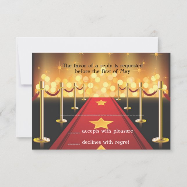 Tarjeta RSVP de Alfombra Roja de Hollywood Bat Mit (Anverso)