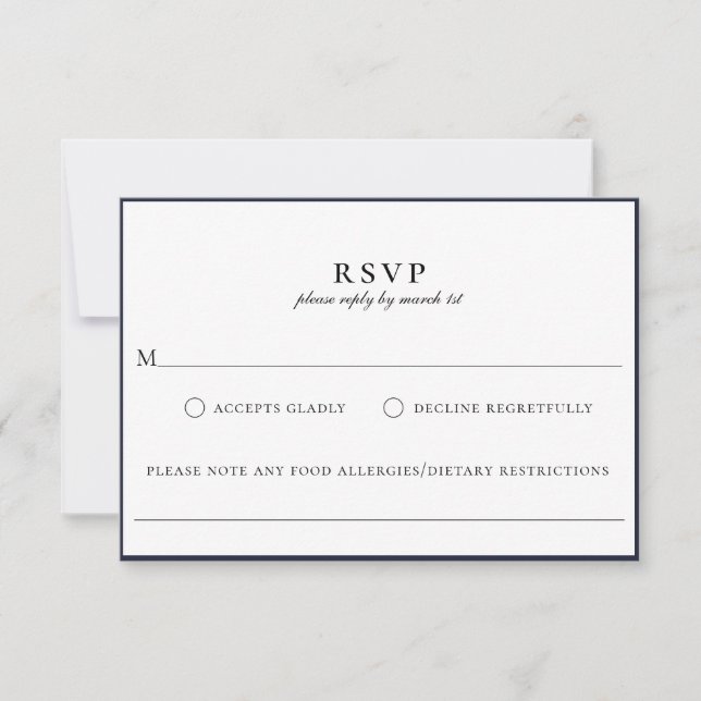 Tarjeta RSVP de Alimentos Azules de la Marina Mode (Anverso)