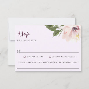 Tarjeta RSVP de Alimentos para Boda Floral de Plum