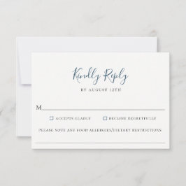 Tarjeta RSVP de Alimentos para Bodas Azules de la 