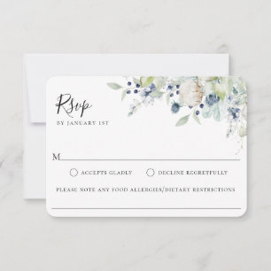 Tarjeta RSVP de Alimentos para Bodas Botánicos de 