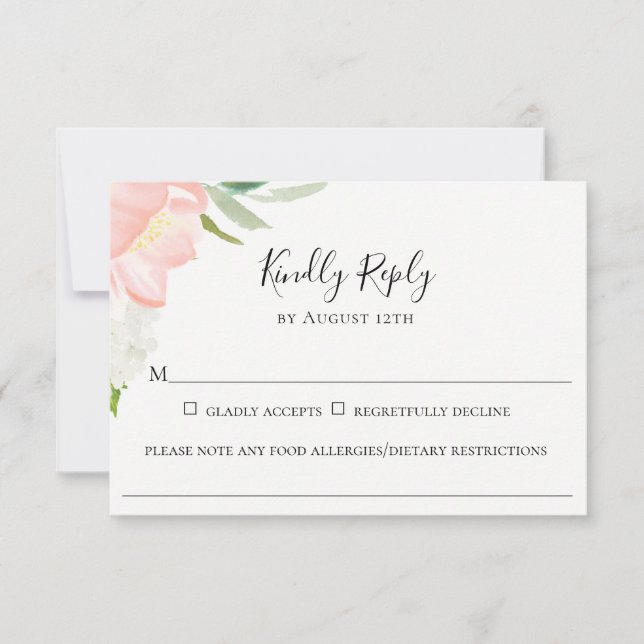 Tarjeta RSVP de Alimentos para Bodas Comidas Petal (Anverso)