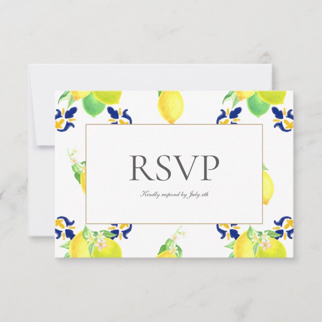 Tarjeta RSVP de Amalfi Coast Mediterranean Lemon T (Anverso)