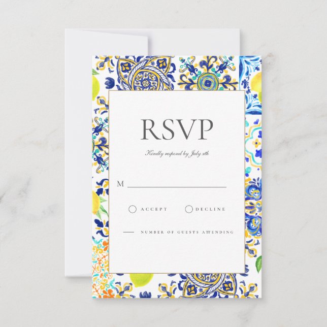 Tarjeta RSVP de Amalfi Coast Mediterranean Lemon T (Anverso)