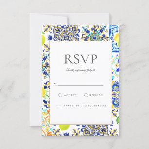 Tarjeta RSVP de Amalfi Coast Mediterranean Lemon T