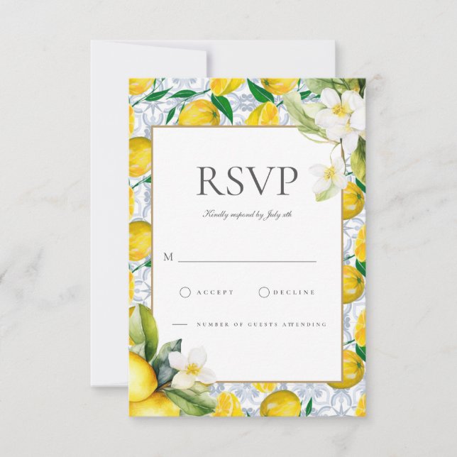 Tarjeta RSVP de Amalfi Coast Mediterranean Lemon T (Anverso)