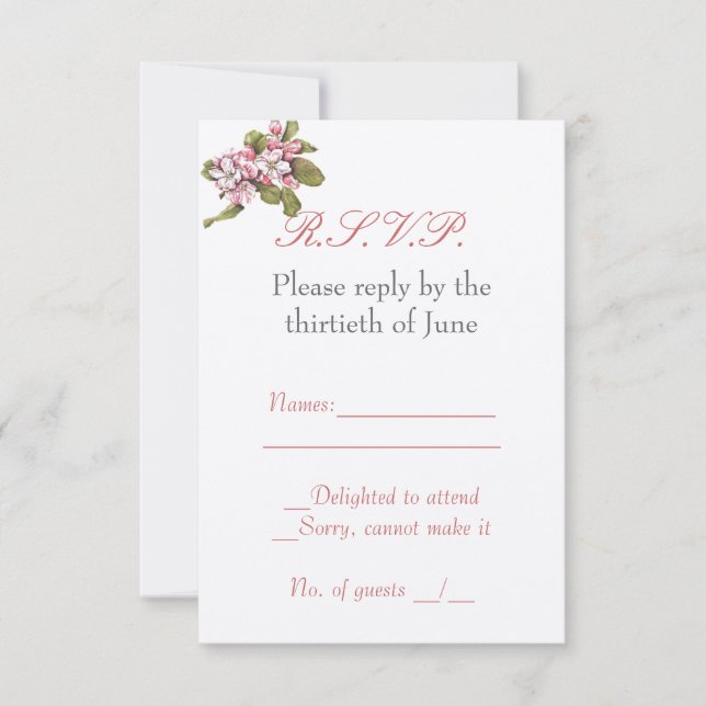 Tarjeta RSVP de Apple Blossom Vintage (Anverso)