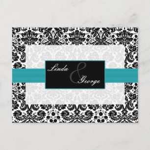 tarjeta Rsvp de aqua damask Wedding