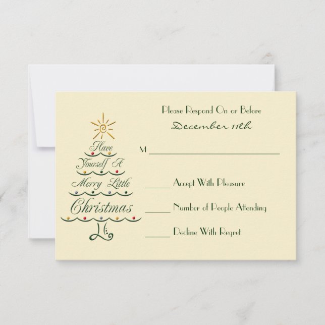 Tarjeta RSVP de árbol de Navidad lirico (Anverso)