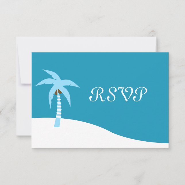 Tarjeta RSVP de Árbol de palma azul del Caribe (Anverso)