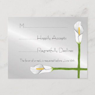 Tarjeta RSVP de Art Deco Calla Lily Wedding