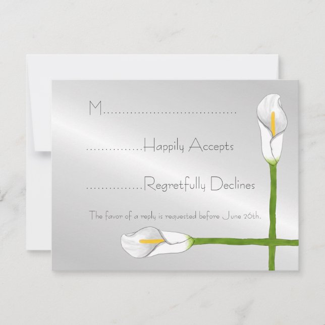 Tarjeta RSVP de Art Deco Calla Lily Wedding (Anverso)