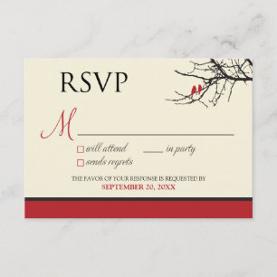 Tarjeta RSVP de Aves Amores (negro/rojo) ::PERSONA