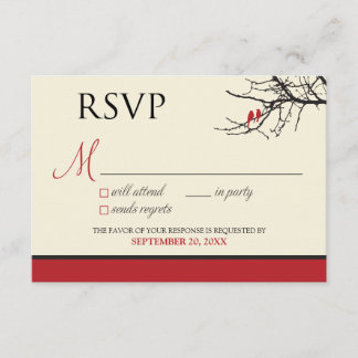 Tarjeta RSVP de Aves Amores (negro/rojo) ::PERSONA