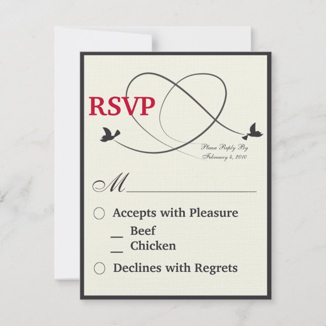 Tarjeta RSVP de Aves de Amor (Anverso)