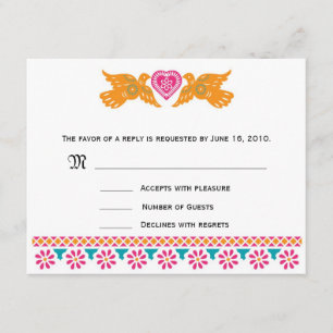 Tarjeta RSVP de Aves de Amor - Aqua