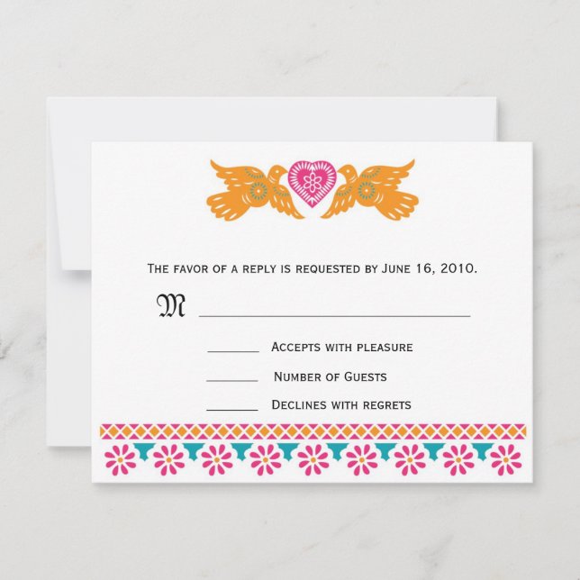 Tarjeta RSVP de Aves de Amor - Aqua (Anverso)