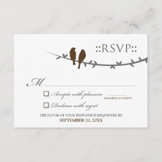 Tarjeta RSVP de Aves de Amor (chocolate y blanco)