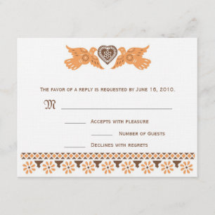 Tarjeta RSVP de Aves de Amor - Persimmon/Brown en