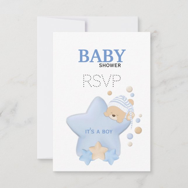 Tarjeta RSVP de Baby Shower de Teddy Bear para dor (Anverso)