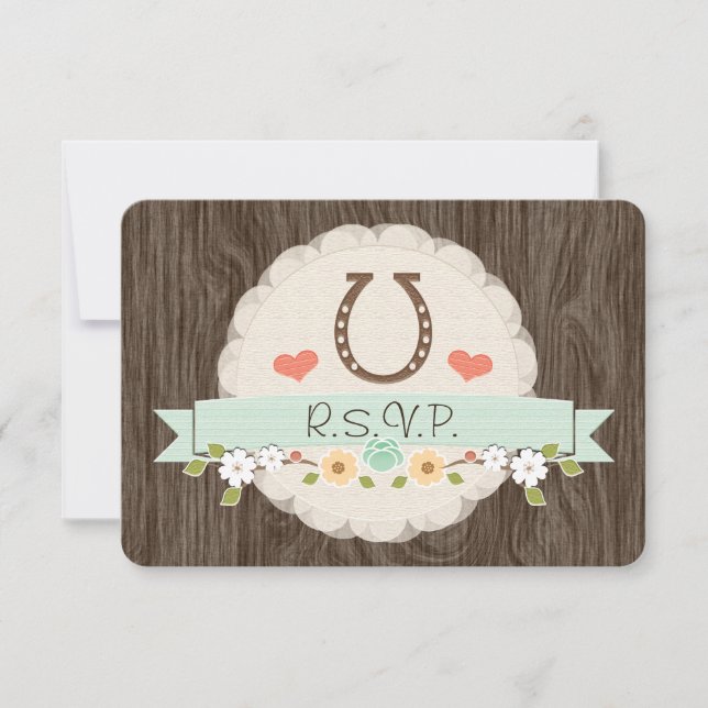Tarjeta RSVP de Baby Shower Mint para herradura oc (Anverso)