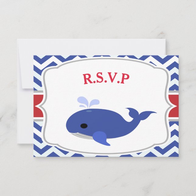 Tarjeta RSVP de Baby Shower Nautical (Anverso)