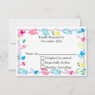 Tarjeta RSVP de Baby Shower para juguetes bebés