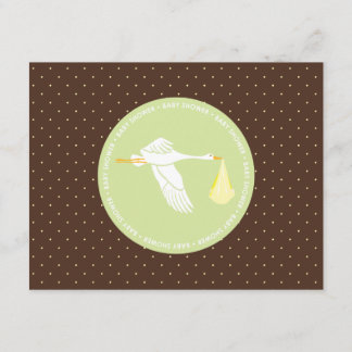 Tarjeta RSVP de Baby Shower - puntos verdes y marr