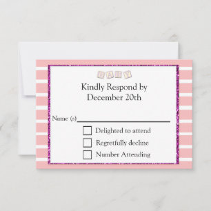 Tarjeta RSVP de Baby Shower rosa