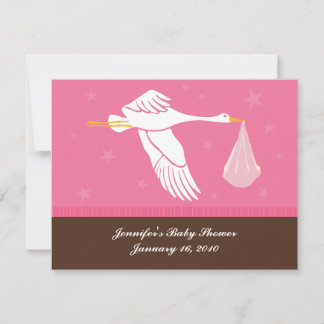 Tarjeta RSVP de Baby Shower - rosa y marrón