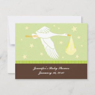 Tarjeta RSVP de Baby Shower - Verde y Marrón
