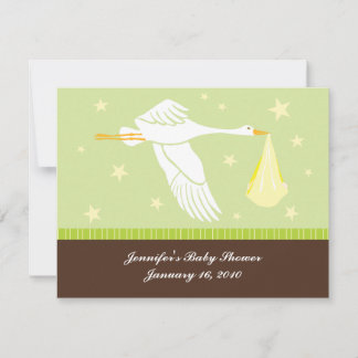 Tarjeta RSVP de Baby Shower - Verde y Marrón