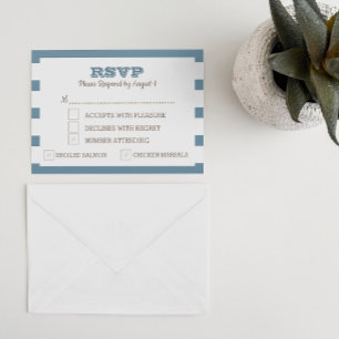 Tarjeta RSVP de banda náutica azul