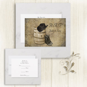 Tarjeta RSVP de Barrel y Boots