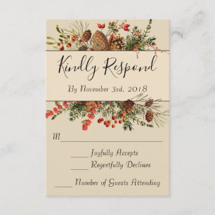 Tarjeta RSVP de Berries para navidades con espalda