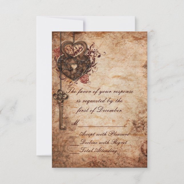 Tarjeta RSVP de Bloqueo Elegante y Boda Clave (Anverso)