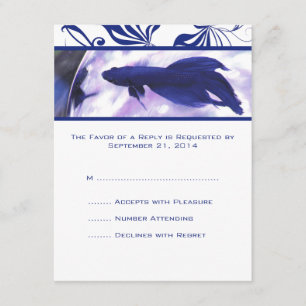 Tarjeta RSVP de Blue Betta Fish Wedding