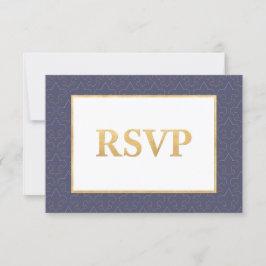 Tarjeta RSVP de Blue & Gold Fleur De Lis Wedding