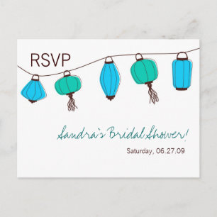 Tarjeta RSVP de Blue Green Chinese Lantern