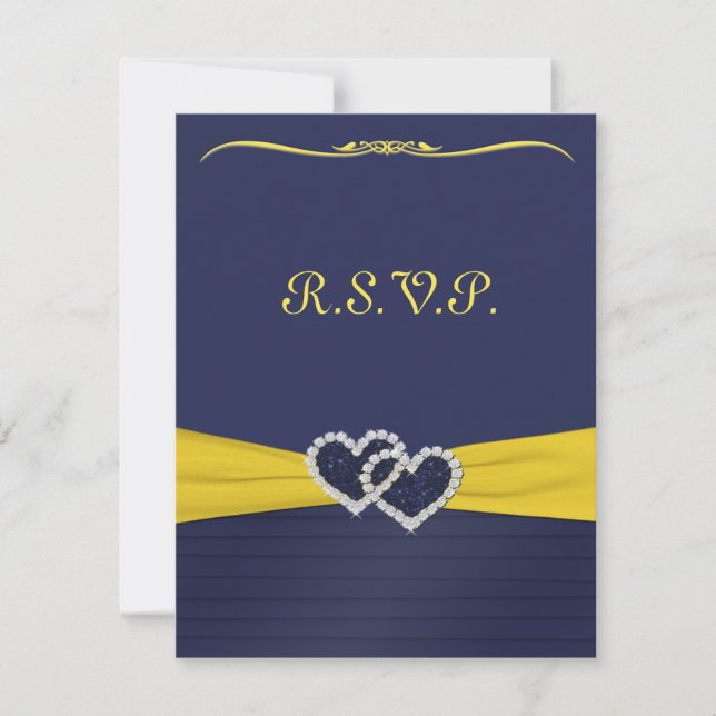 Tarjeta RSVP de Blue Pleats y Diamond Hearts (Anverso)